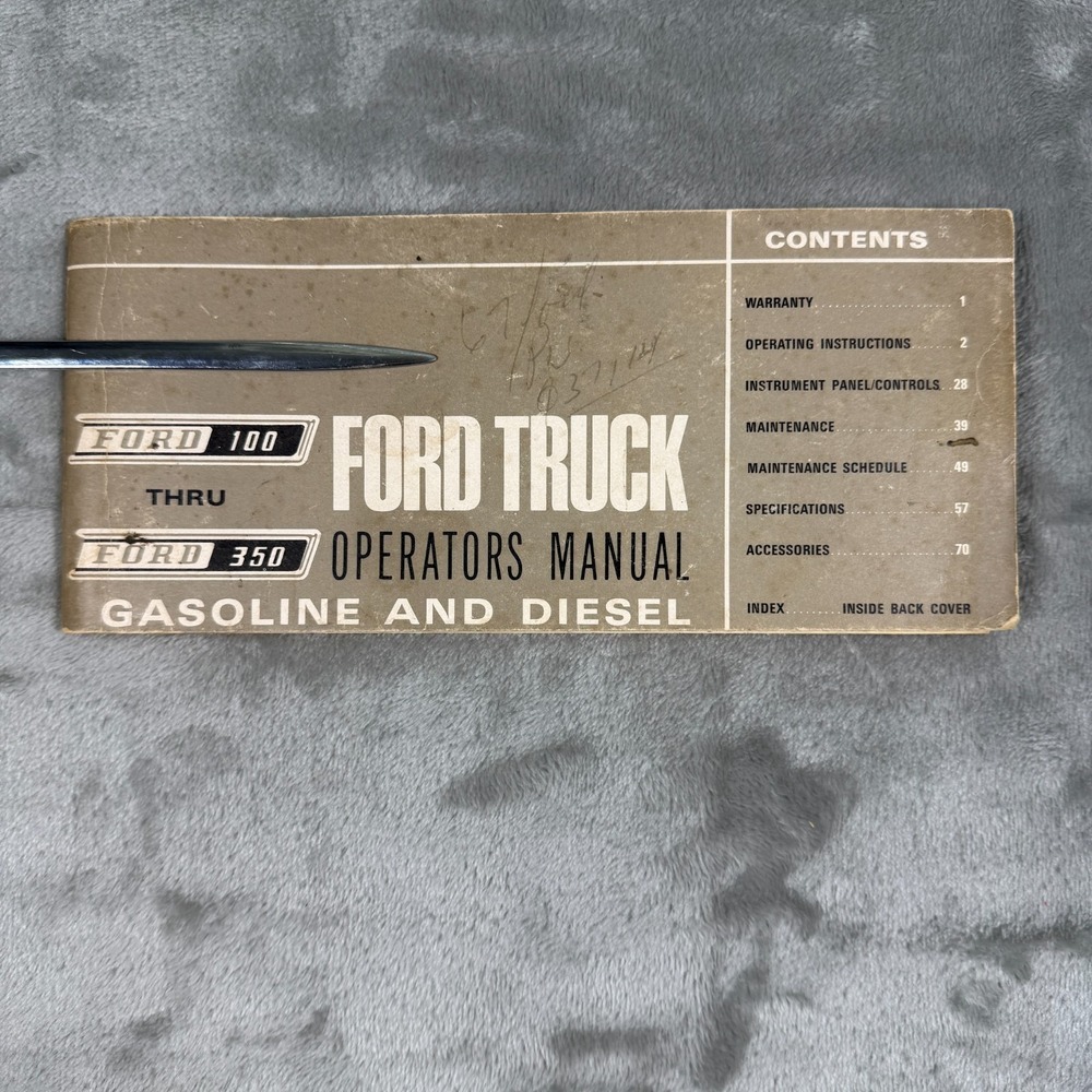 Ford Truck Operators Manual 1967 100 350 Gasoline Diesel Original Owners Guide
